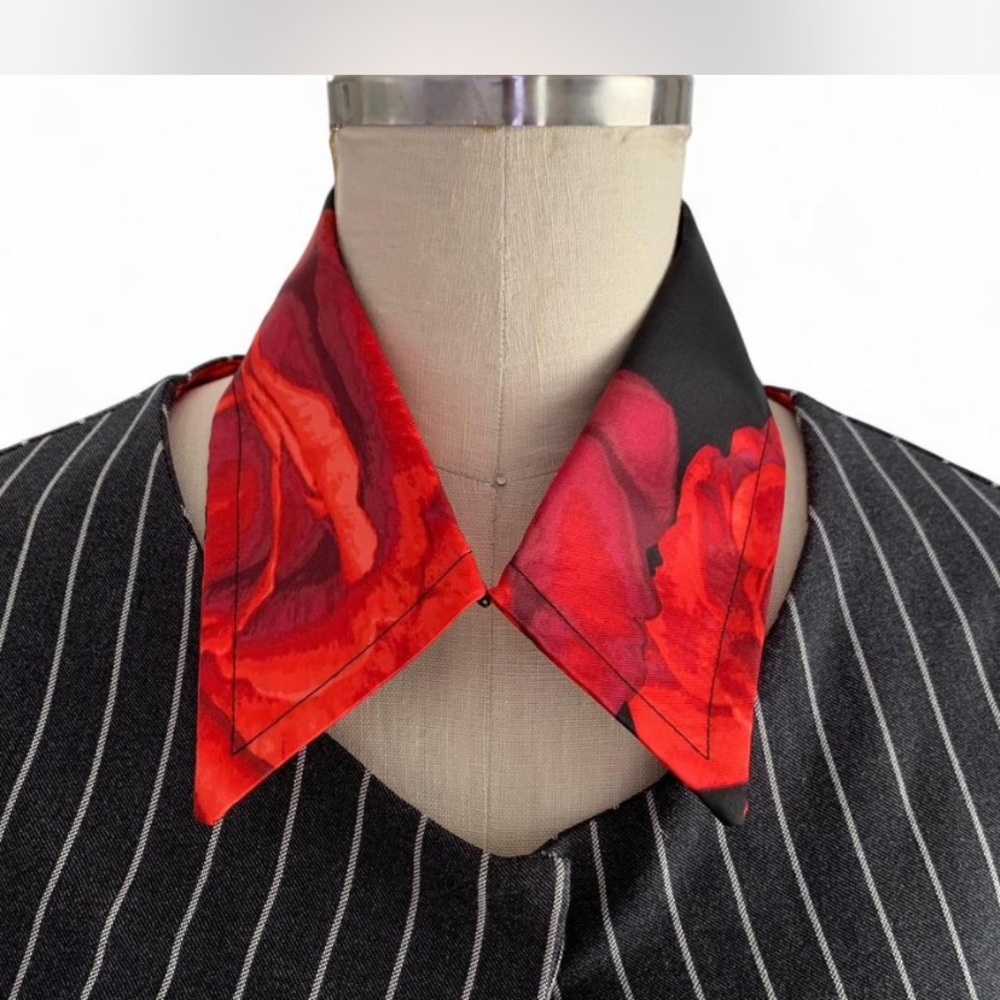Black and Red Pinstripe Women's Blazer - Picture 12 of 14